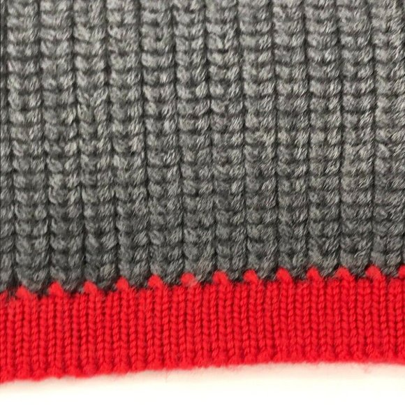 Auth LOUIS VUITTON M71255 Echarpes LV generation Scarf wool gray/Red - Picture 2 of 9